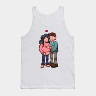 Cartoon Pregnant Couple Tank Top